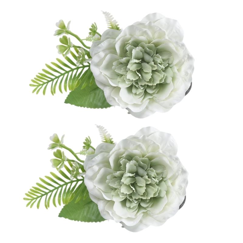 Contemporary Artificial Flower Curtain Fastening Clips Set of 2 Decorative Window Drapery Holders Tieback Straps Buckles