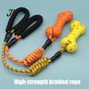 Aggressive Chewer Bone Toys ETPU Dog Chew Toy, with Braided Rope, Foam Handle, Interactive Tug Toy Rope of War Pet Teeth Cleaning for Medium