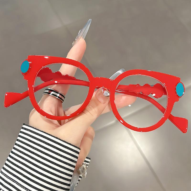 Personalized and fashionable street style accessories versatile plain glasses retro round anti-blue light glasses
