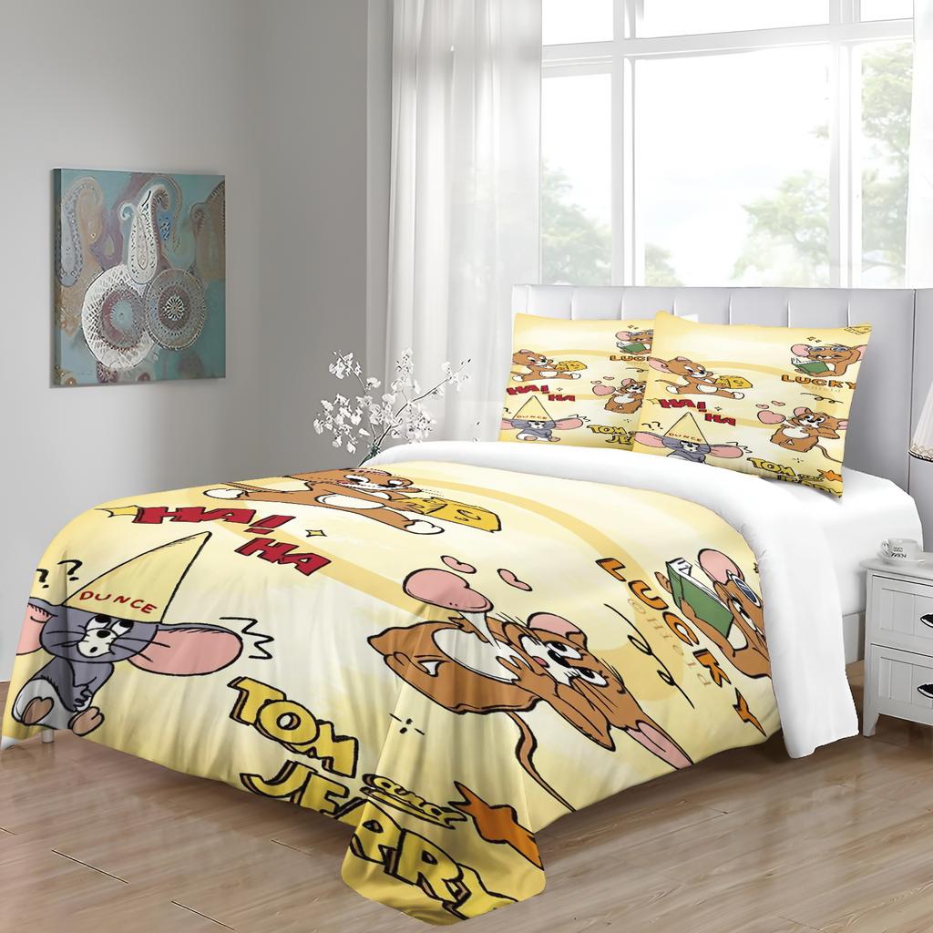 Cat Cute Duvet Cover Mouse Badroom Set Children Cartoon Anime Comforter King Size Bedding 3D Printed Quilt