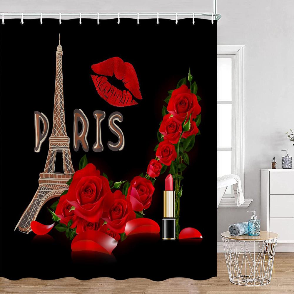 Fashion Paris Tower Shower Curtains European City View Aesthetic Bathroom Curtain Polyester Fabric Bath Decorations for Home