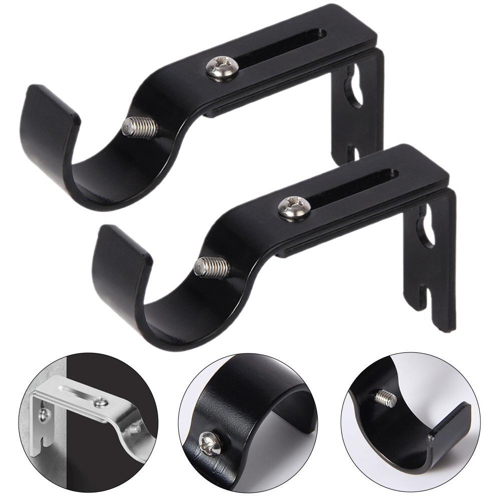2/4pcs Wall-mounted Curtain Rod Support Extendable Metal Roman Pole Bracket Universal Adjustable Hanging Hooks