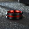 8mm Man  Black Red Groove Beveled Edge Stainless Steel Rings Trend Men Engagement Ring Valentine Gifts