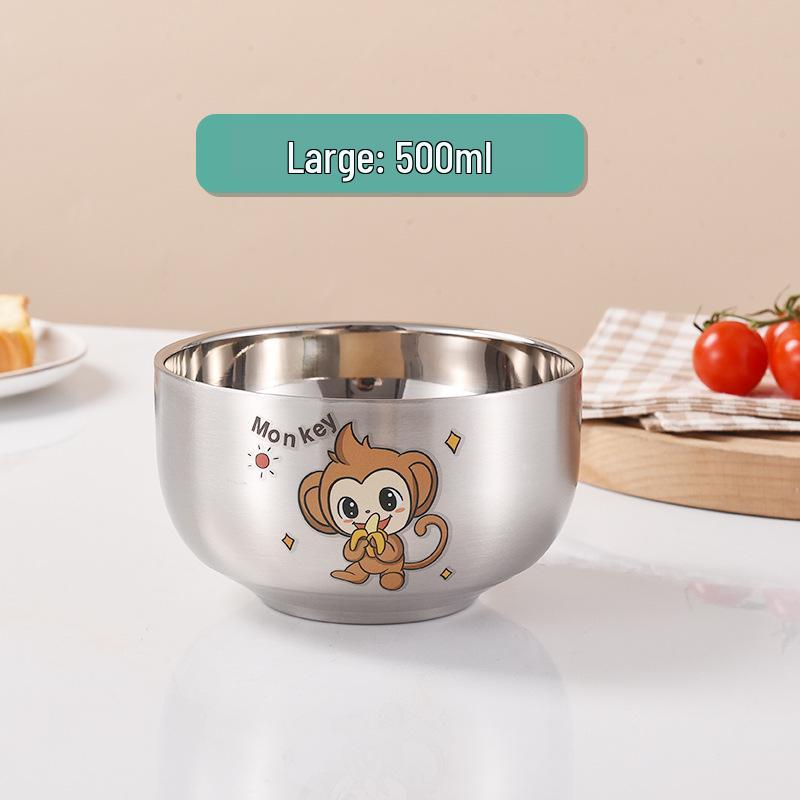 Children's Cartoon Zodiac Insulated Stainless Steel Bowl - Food Grade, Double Layer, Anti-Fall Design