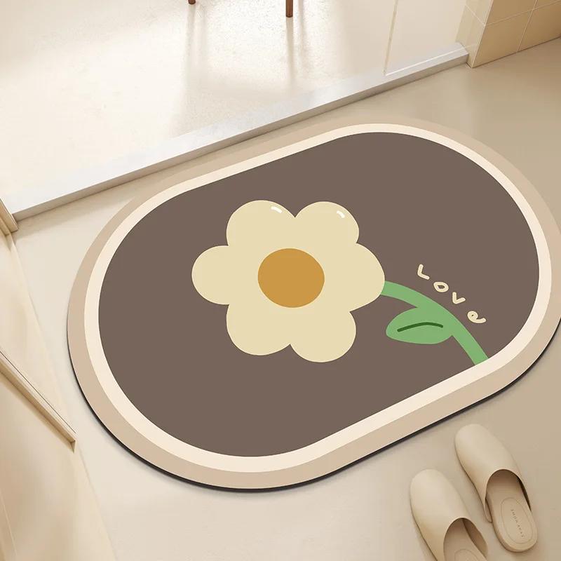 Toilet door floor mat Diatom mud absorbent non-slip mat Toilet carpet Bathroom floor mat Silicone door mat Household
