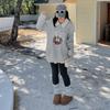 Large Size Women's Lamb Wool Lapel Print Sweater Winter New Pullover Fleece Thermal Top 431928