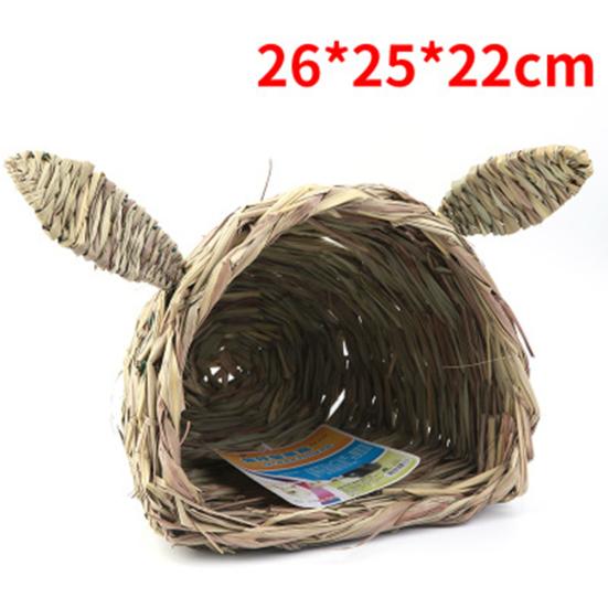 Woven Straw Pet Rabbit Hamster Guinea Pig Cage Nests House Toy Chinchilla Bed