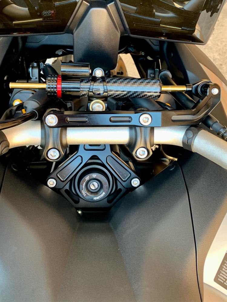 FOR Yamaha Tracer 900 9 GT 9GT 2021 2022 2023 2024 2025 Fiber Carbon Motorcycle Stabilizer Steering Damper Bracket Mounting Kit