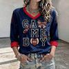 Women's Football Fan Shirt Three-Quarter Sleeve for Day Cheering and Support at the Stadium