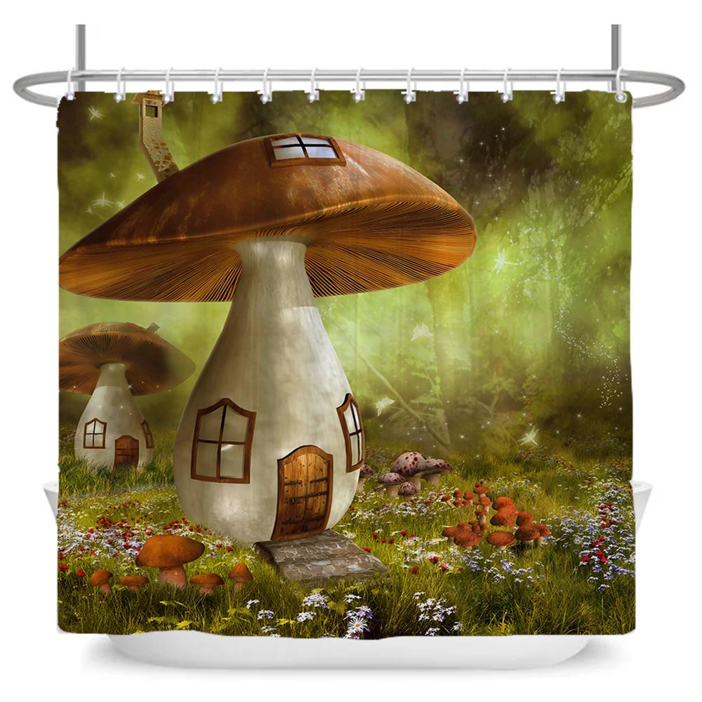 Fairy Tale Forest Waterproof Shower Curtain for Bathroom Cartoon Baby Decoration Bath Curtain Polyester Fabric with hooks