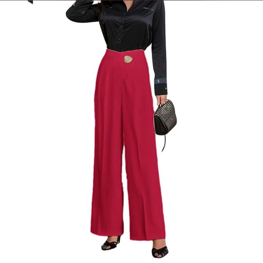 Women's New Solid Color High Waist Casual Straight Leg Trousers Formal Pants Long Trousers Suits for Women