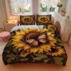 3pcs Sunflower & Butterfly Printed Quilt Set - Soft and Comfortable Quilt Cover for Bedroom, Guest Room L102
