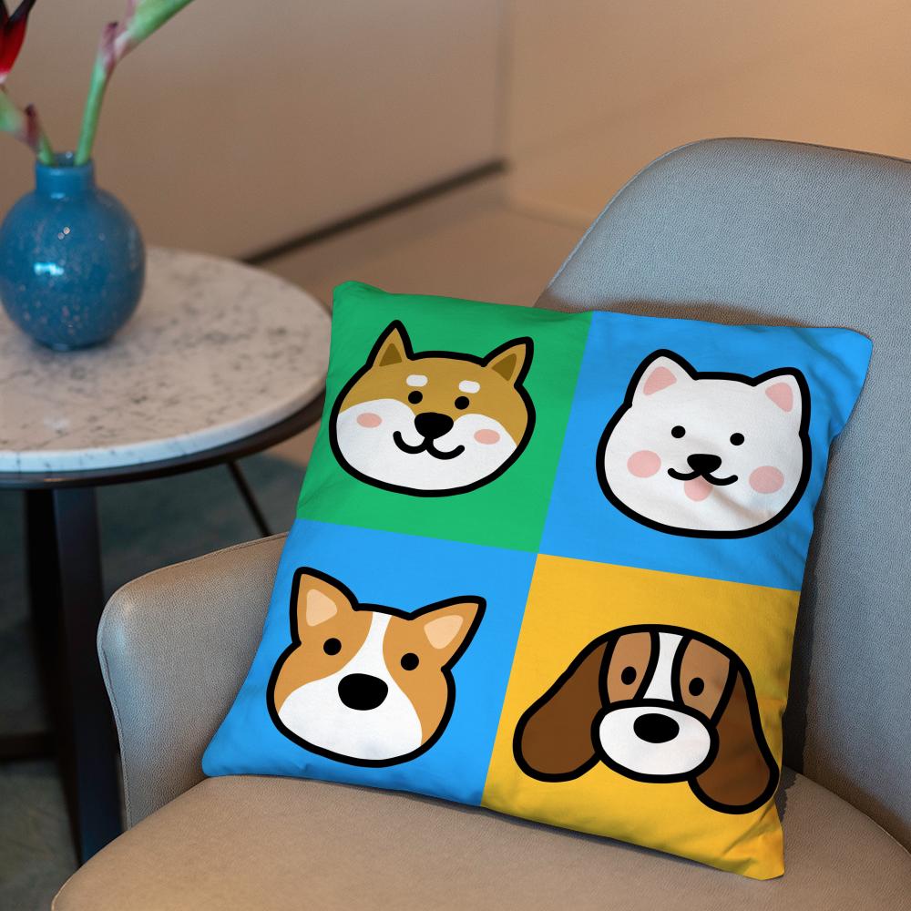 Cartoon Simple Lines Dog8 Cushion Cover 2-in-1 Reversible Plush Pillow Cover | Car/Sofa/Bed | Perfect Gift