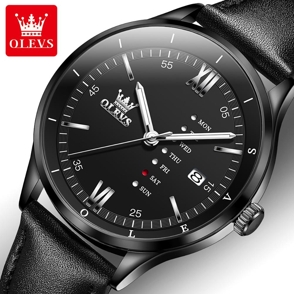 OLEVS 2931 Oem Custom logo Luxury Luminous Japanese Movement Sports Calendar Fashion Genuine Leather Strap Men's Quartz Watch