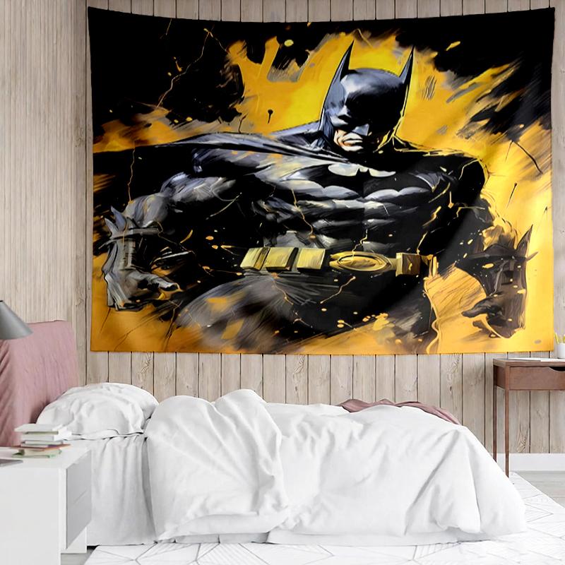 Batman Print Tapestry, Backdrop, Easy Setup, Ideal for Bedroom, Office & Living Room, with Aesthetic Wall Hanging Decor.