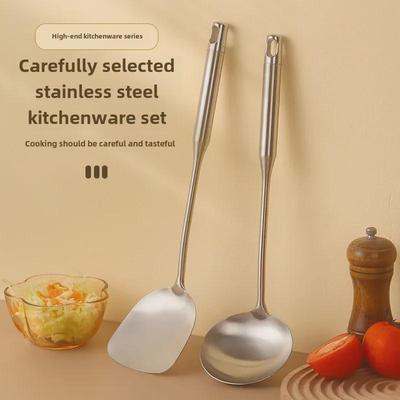 Küchenspatel und Suppenlöffel-Set aus Edelstahl – Verbrühungsschutz zum Kochen und für heiße Töpfe