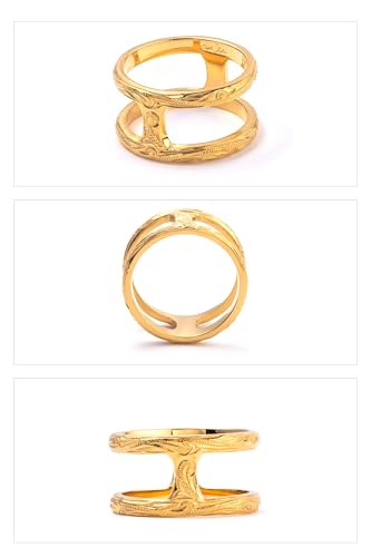 [Cisst Liber] Hawaiian Jewelry Ring for Men and Women, H-Shaped, Hawaiian Brand, Surgical Stainless Steel, Hypoallergenic, Gold (Gold, Size 13 (Inner