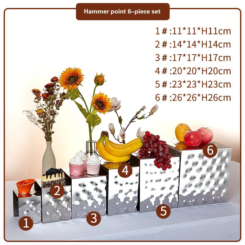 Fruit Plate In Cafeteria Wedding Gift Snack Rack Hotel Cake Rack Tea Break Buffet Rack Stainless Steel 4-6 Pcs Set Dessert Stand