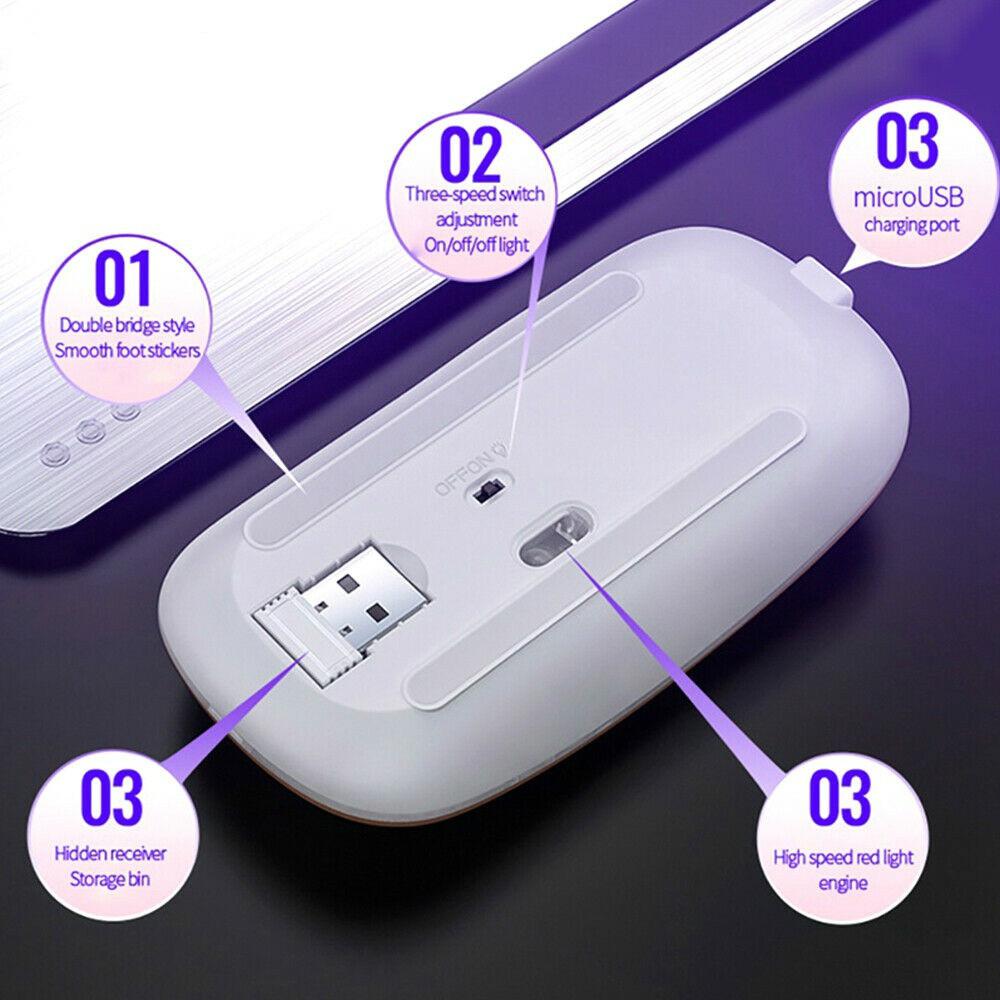 נורות LED Slim נטענת Bluetooth/USB אלחוטי RGB עכבר עבור Tablet PC Andoid IPad