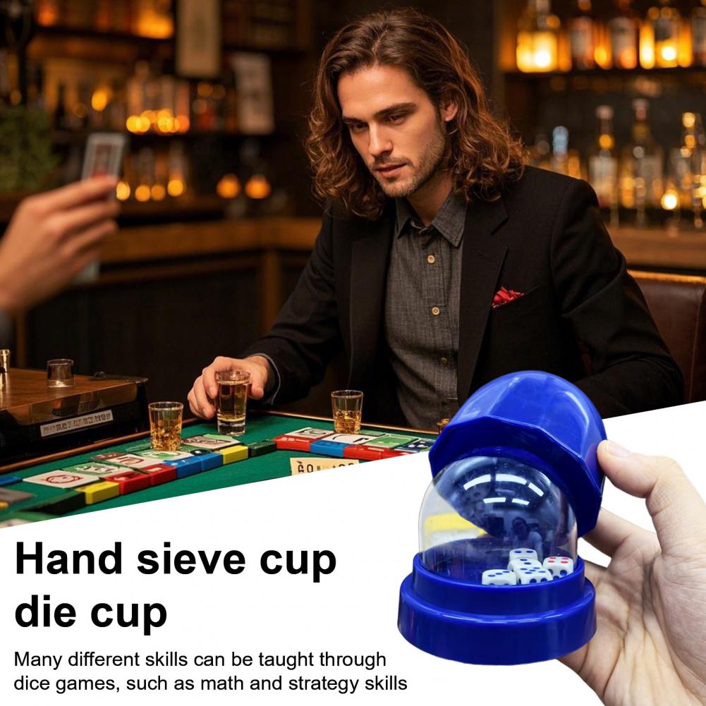 5 Dot Dice Manual Shaker Cup 1 Set Dice Cup With Clear Cover Base Adults Family Night Bar Party Gambling Drinking Board Game