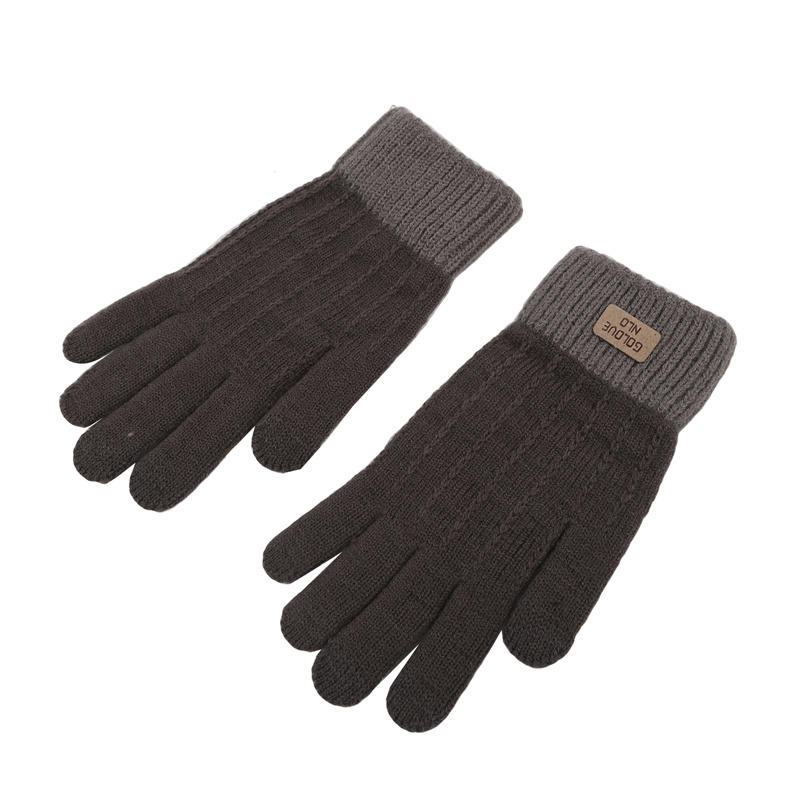 Gants d'hiver chauds et épais pour femmes et hommes, mitaines tricotées extensibles, gants à doigts complets, gants doubles de couleur assortie