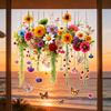 Window Sticker Double Sided Design Glass Decals Waterproof PVC Chrysanthemum Pattern Sticker Home Wall Decor