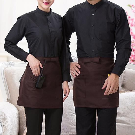 Half-length Short Waist Apron with Pockets Catering Chefs Bar Waiters Uniform