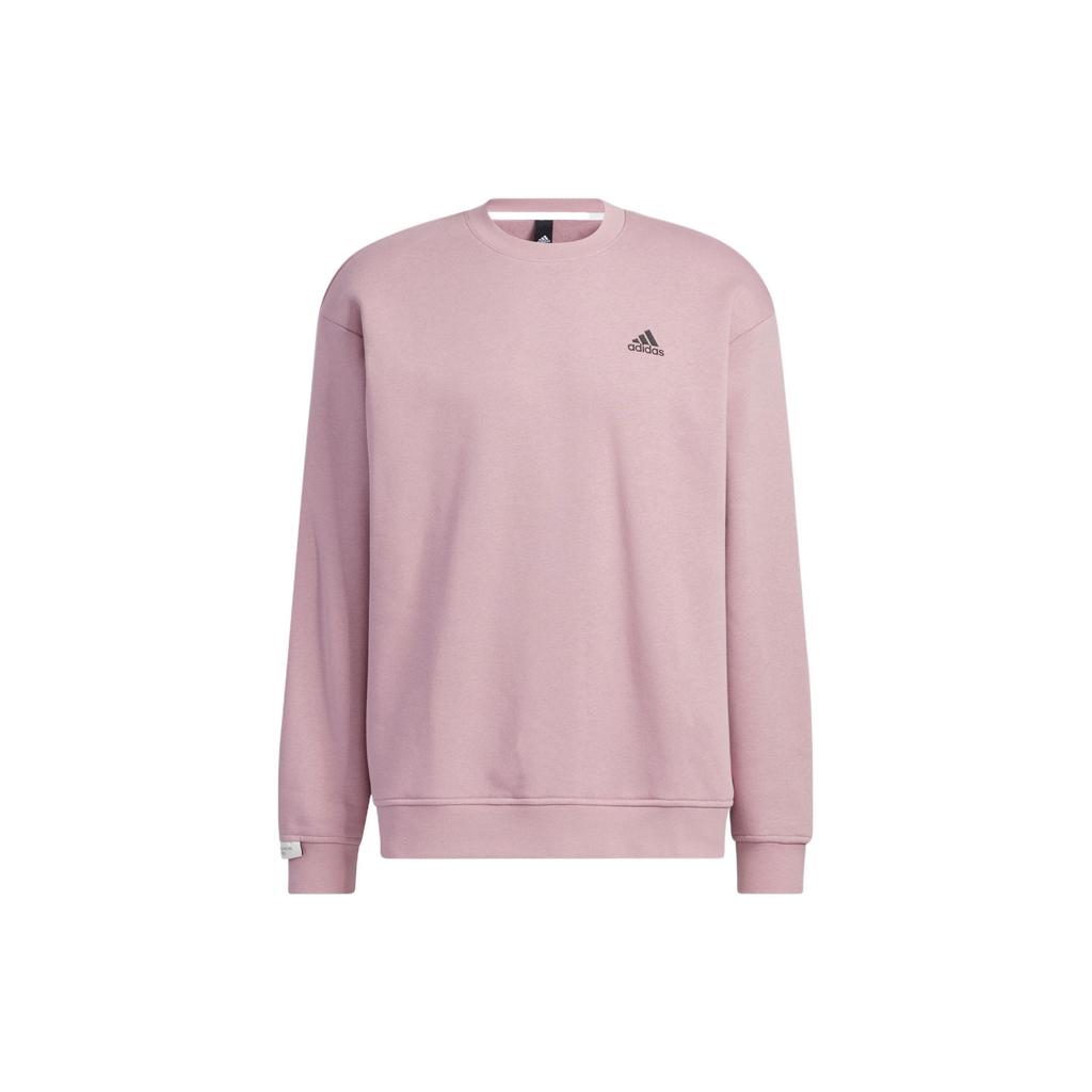 Adidas Solid Color Logo Print Round Neck Pullover Sweatshirt Unisex Tops Light-Purple IB2715