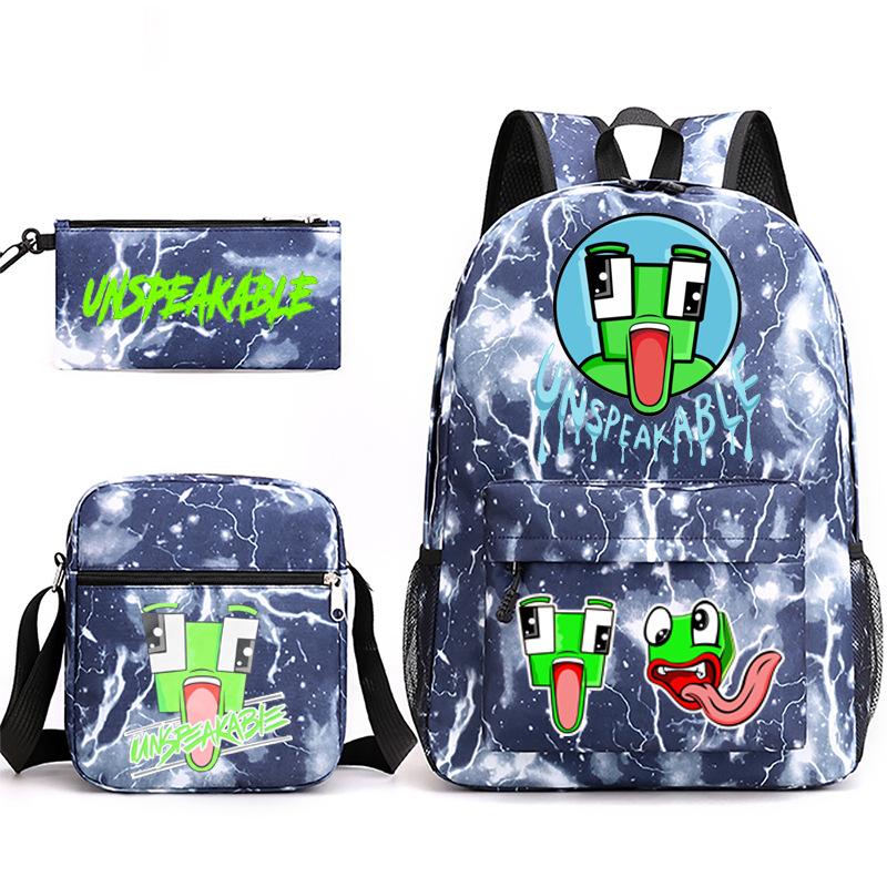 Zaino Inspeakable Set da 3 Pezzi, Zaino Studente di Grande Capacità con Borsa Pranzo e Astuccio, Resistente all'Acqua, Durevole