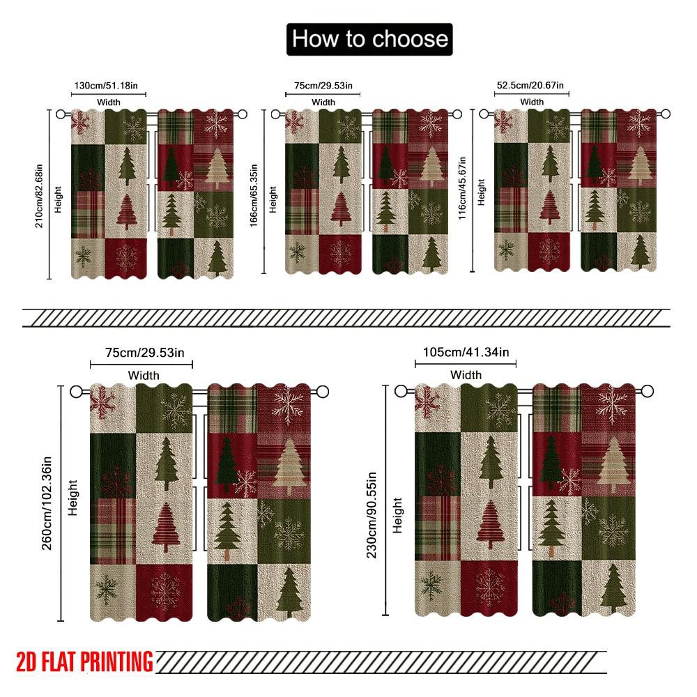 2pcs,2D plane printing Contemporary Curtains Christmas trees and snowflakes Polyester (without rod) Festive Use for Kitchen