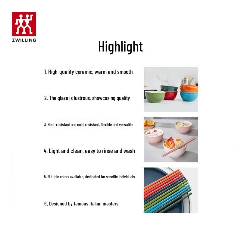 ZWILLING Ceramic Bowl Set - 6 Piece Rainbow Collection