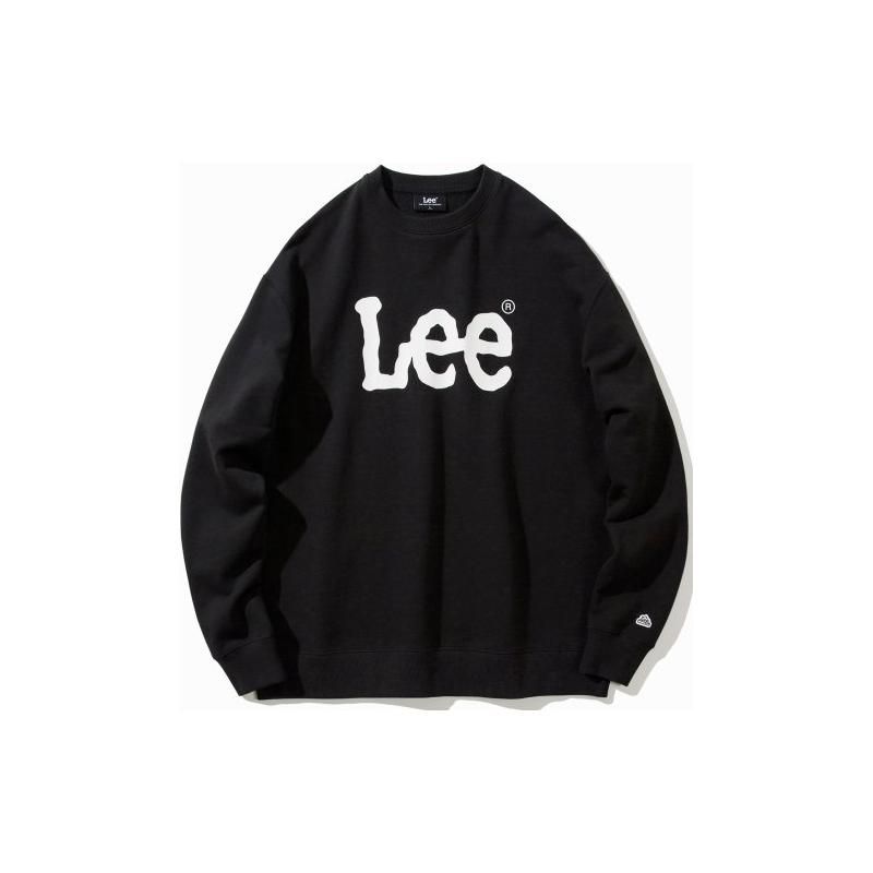Letter Round Neck Pullover Long Sleeve Sweatshirt Unisex sweatshirt Black LE2203CR01BK
