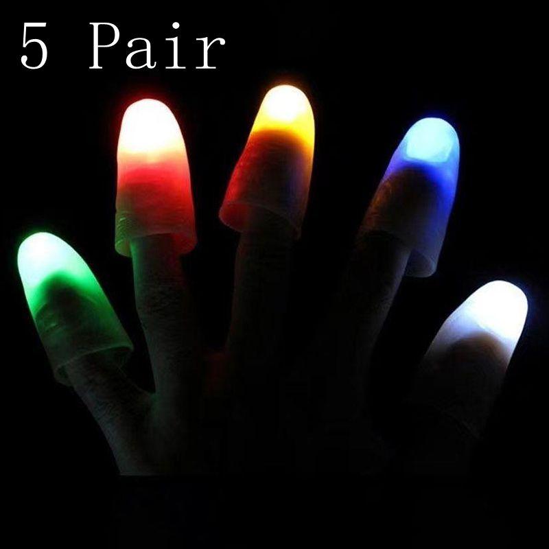 2Pcs Magic Light Up Finger Led Thumb Magic Trick Props Christmas New Year Party Novelty Funny Toys Glow In The Dark Kids Gifts