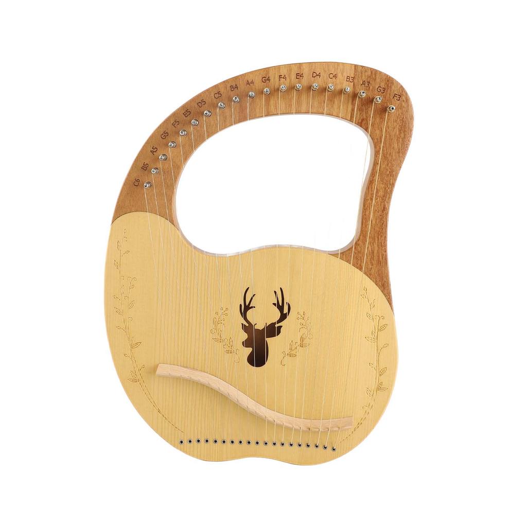 19 String Lyre Harp Portable Wooden Resonance Box String Instrument with Tuning Wrench and Picks for Beginners