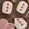 (YOUU06)Cute Embroidered Strawberry Pencil Case Stationery Pen Box Multi Functional Large Capacity Makeup Bag Storage Bag