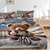 Conjunto de Roupa de Cama de Ursinho de Pelúcia de Anime 3 Peças - Inclui Uma Capa de Edredom e Duas Fronhas (Sem núcleo) - Perfeito para Decoração de Quarto e Quarto de Hóspedes,