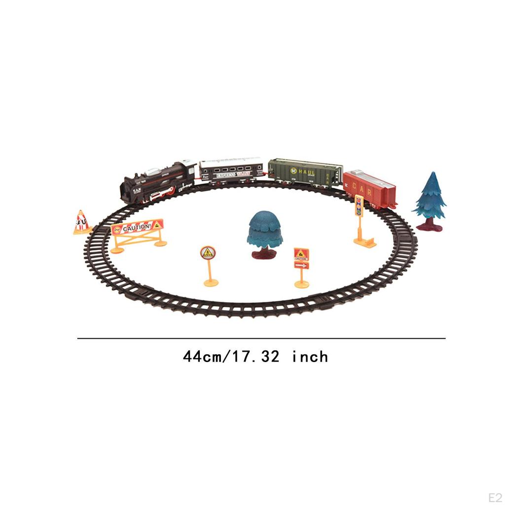 Elektrisk leketog med skinner og lastevogner DIY Sett sammen klassiske leker Jernbanesett for