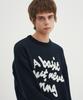 BLOND9 Slogan Round Knit Sweater_Navy (Type B)