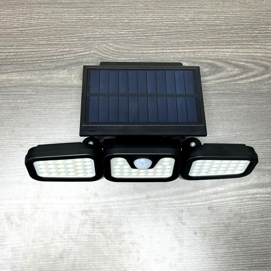 New Rotatable LED Solar Wall Lamp - Three-Head, Waterproof, Motion Sensor, Outdoor Courtyard and Street Light