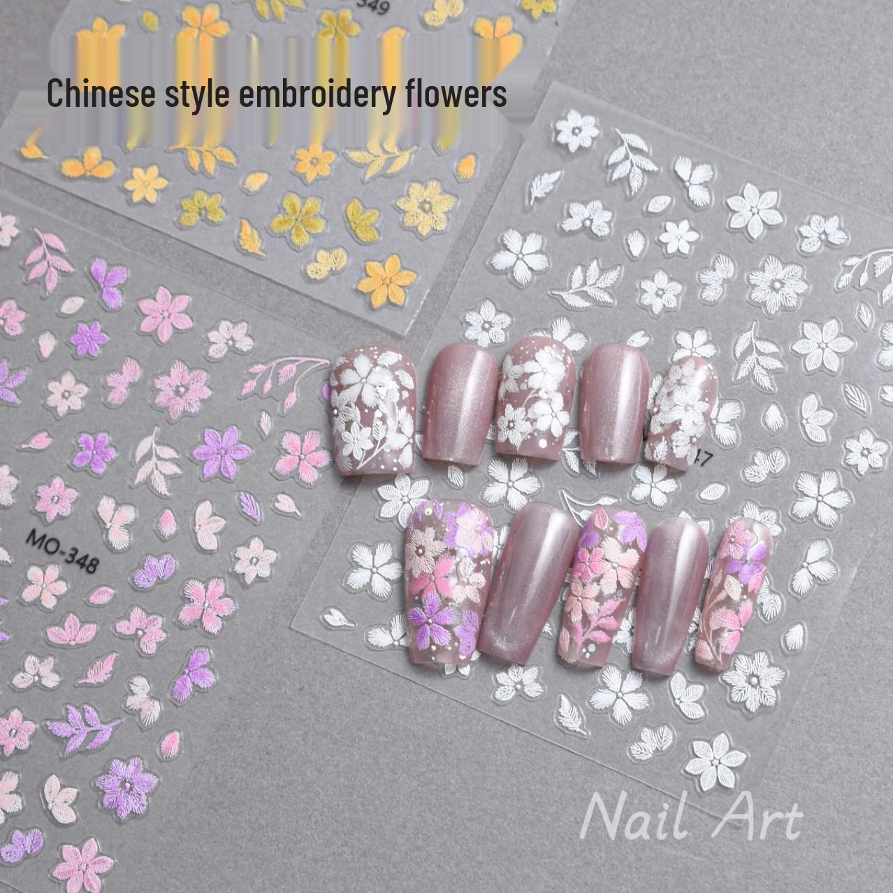 

Летние цветные рельефные цветочные наклейки для ногтей в китайском стиле MO-347 Embroidered Flower Sheet