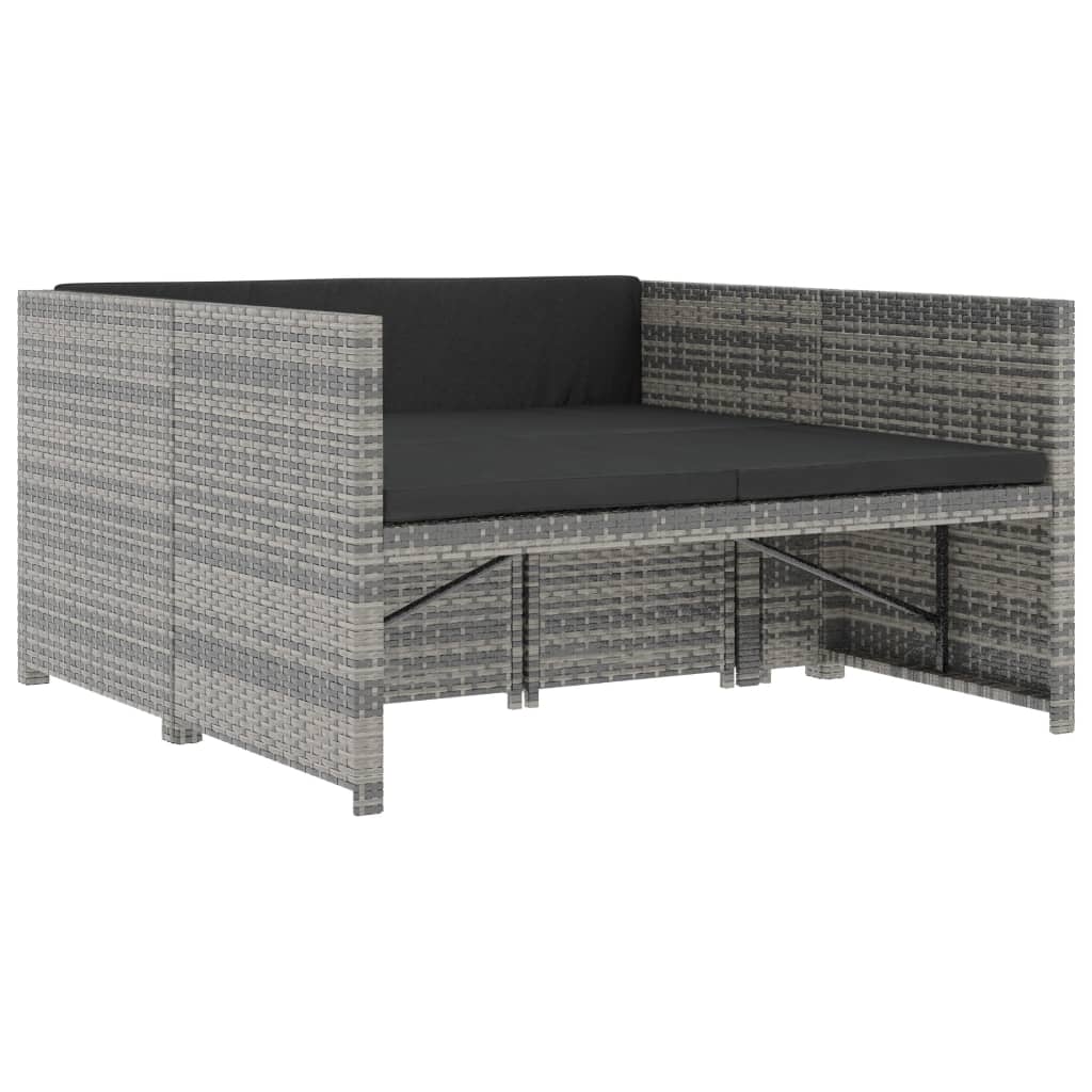 5 Piece Garden Lounge Set with Cushions Poly Rattan Grey
