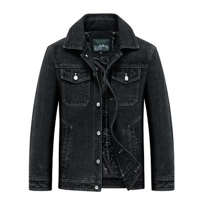 Men's Autumn Business Casual High-end Lapel Tooling Jacket Washed Denim Jacket Men's