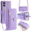 iPhone 17 Flip Case, Wallet Zipper Pocket, Purple