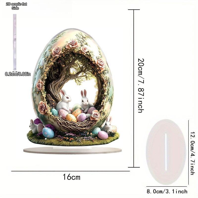 Cute House Rabbit Acrylic Standing - 2D Flat Acrylic Desktop Ornament, Wall Decor Art, Four Seasons Decoration, Novelty Home Deco