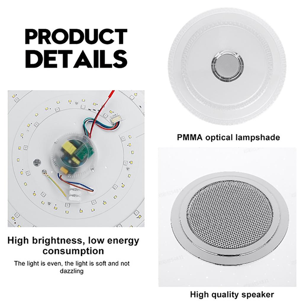 200W Nordic LED Ceiling Light Music Ceiling Lamp With bluetooth Speaker Cell Phone APP Control Dimmable Household Decor Light