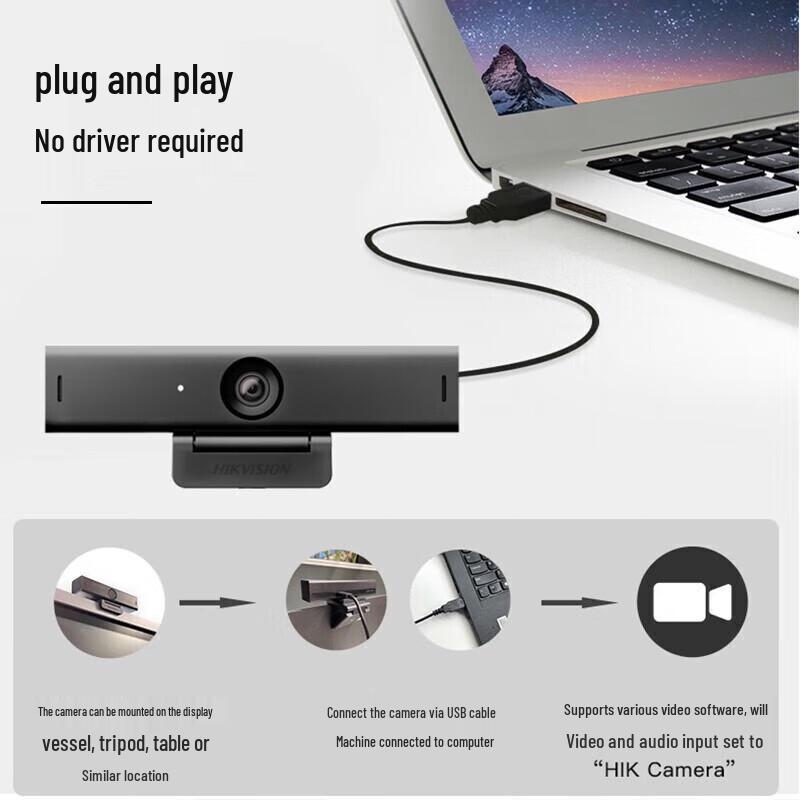 Hikvision DS-U64 2K HD USB-konferenskamera med dubbla mikrofoner