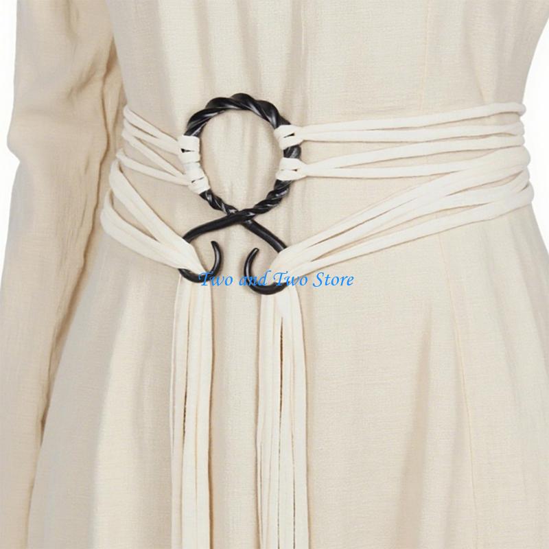 HX6F Medieval Theme Adjustable Waistband With Metallic Buckles For LARP Enthusiasts белый