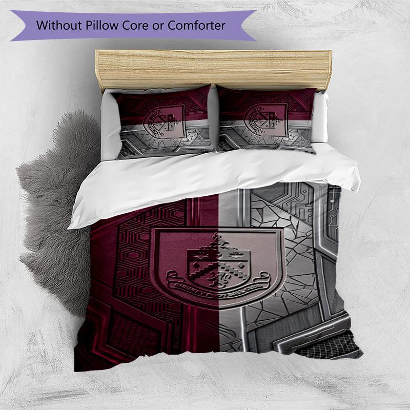 Burnley Football Printed 3 Pieces Bedding Set, Comfortable Skin Friendly Bedroom Duvet Cover Set