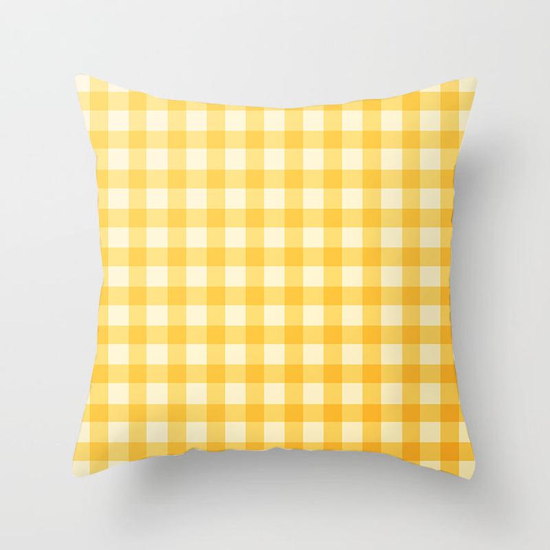 Față de pernă nouă galbenă cu desene animate geometrice, personalizată pentru decorarea casei, pernă de canapea