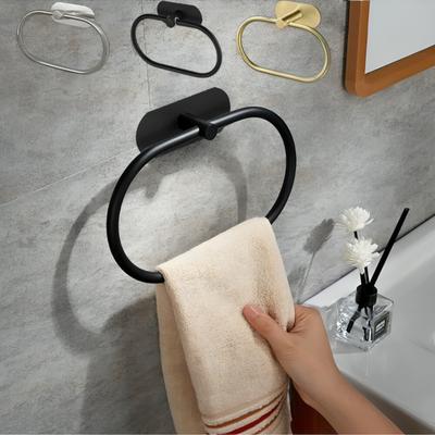 1PC Stainless Steel Bathroom Towel Ring Holder Wall Mounted Self Adhesive Rack for Towels No Drill Installation Gold Towel Rack